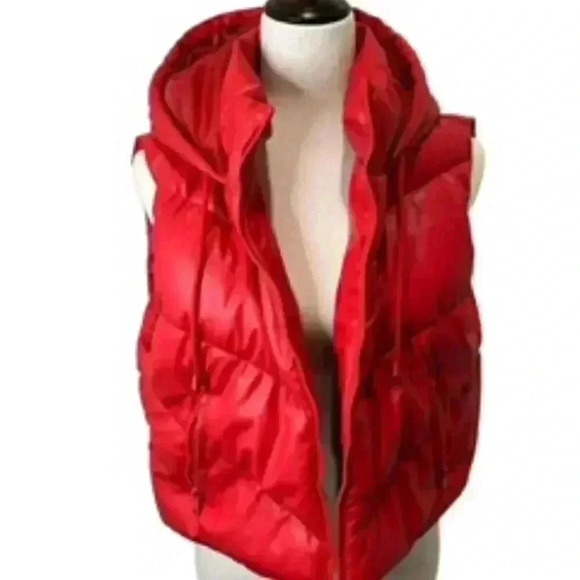 New Love  Tree Hooded Quilted Red  puffer  Vest Women’s Sz Large‎ NWT - Picture 6 of 10